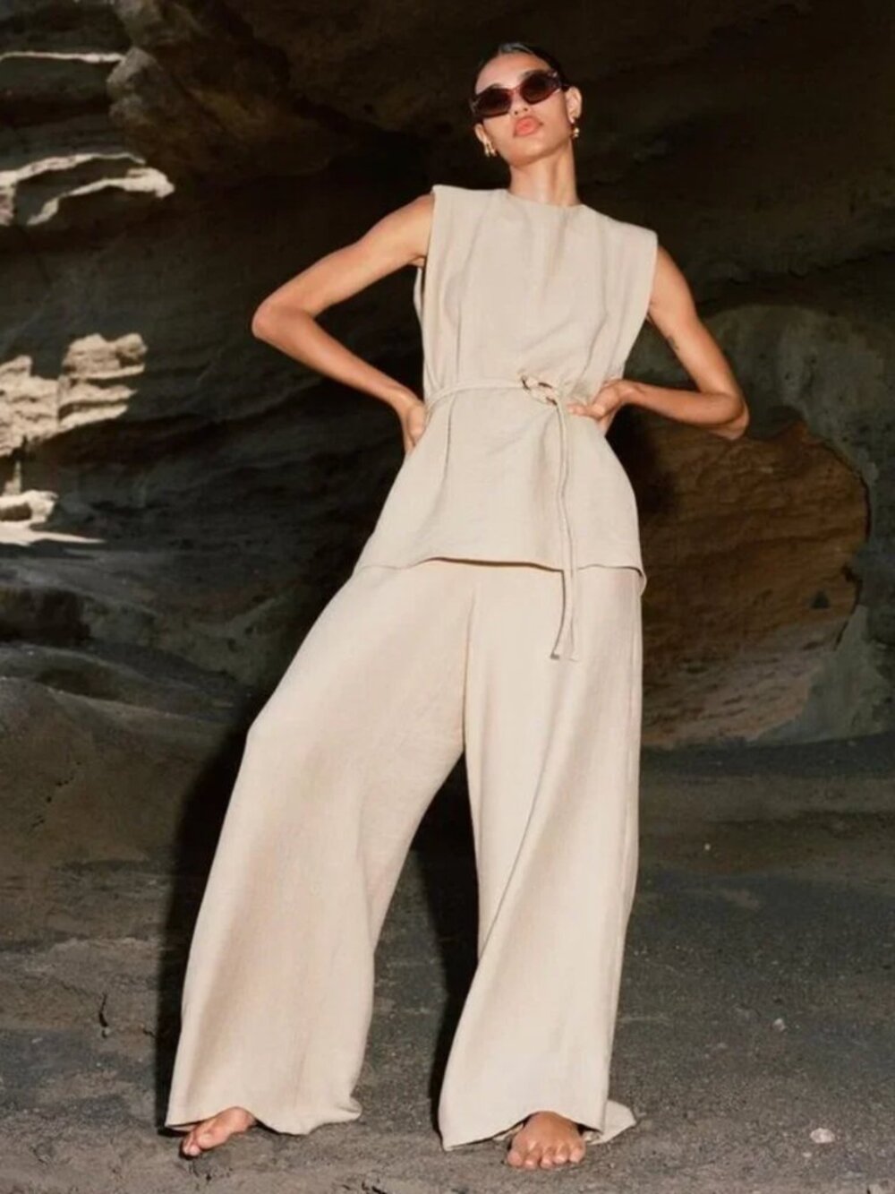NWT/NEW ZARA Creased Wrinkle Effect High Waist Palazzo pant XS